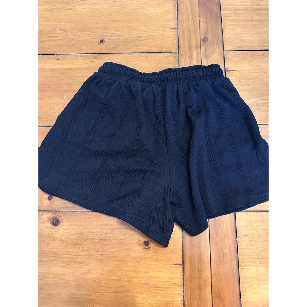 New In Womens Black Textured Knit Drawstring Lounge Shorts Size M fits small